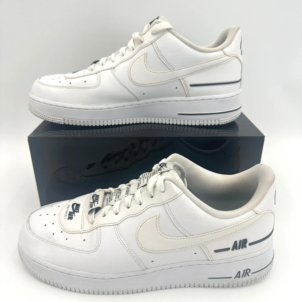 Nike Air Force 1 07 LV8 Mens 8.5 White Black Double Air CJ1379-100 Sneakers